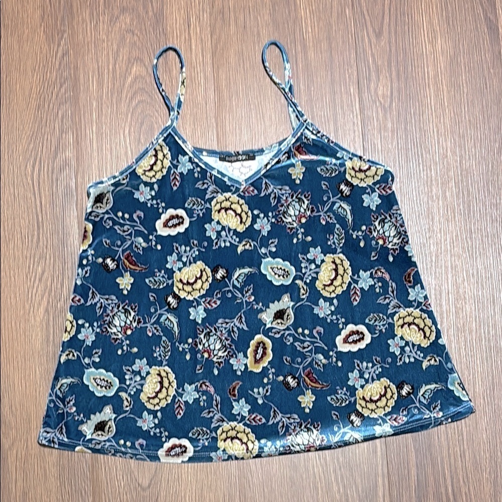 Papermoon Velvet Floral Tank Top Y2K Size: Large